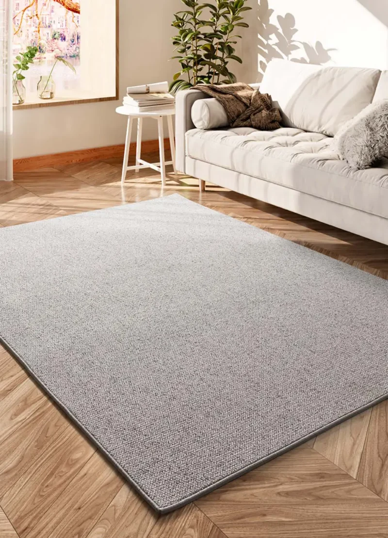 Alfombra a medida tejida en bucle Country Liso Gris claro