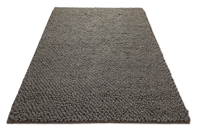 160x230 Teppich Wohnzimmer Oversize-Loops in dunklem Taupe – Schwerer Wollteppich zum Versinken