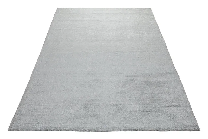 160x230 Teppich Wohnzimmer Sanftes Lichtgrau – Handloom-Wollteppich mit feinem Schimmer