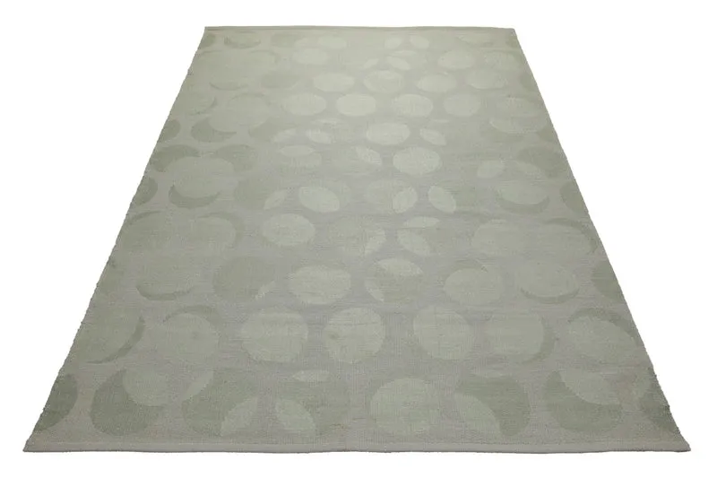 160x230 Teppich Wohnzimmer Stille Kreise in Salbei – Jacquard-Wollteppich Ton-in-Ton
