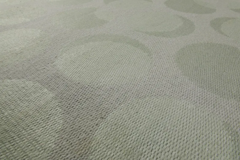 160x230 Teppich Wohnzimmer Stille Kreise in Salbei – Jacquard-Wollteppich Ton-in-Ton