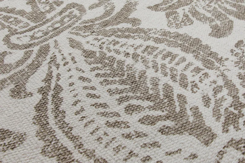 160x230 Teppich Wohnzimmer Verblasster Damast in Greige – Vintage-Print mit Patina