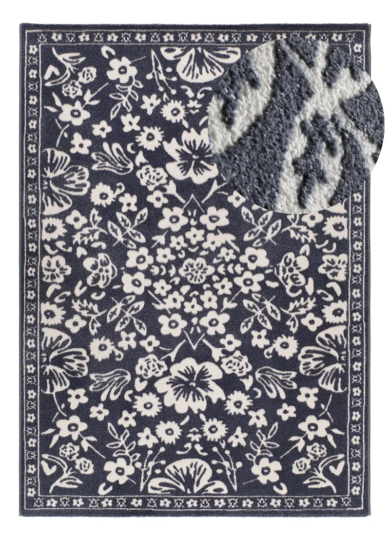 Alfombra clásica con relieve Amara 12994 Azul
