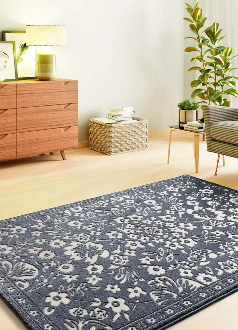 Alfombra clásica con relieve Amara 12994 Azul