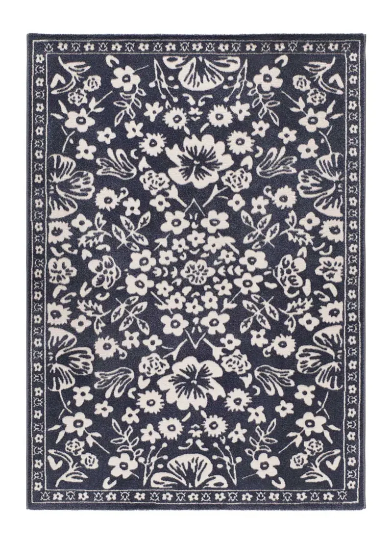 Alfombra clásica con relieve Amara 12994 Azul