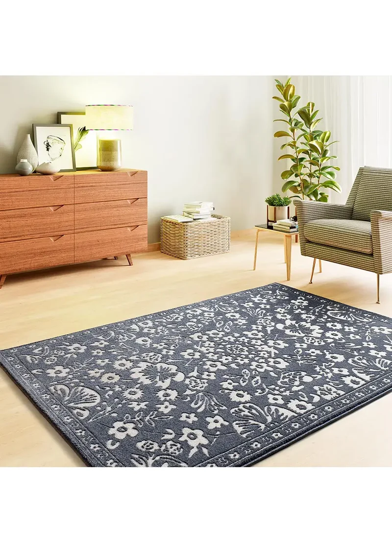 Alfombra clásica con relieve Amara 12994 Azul