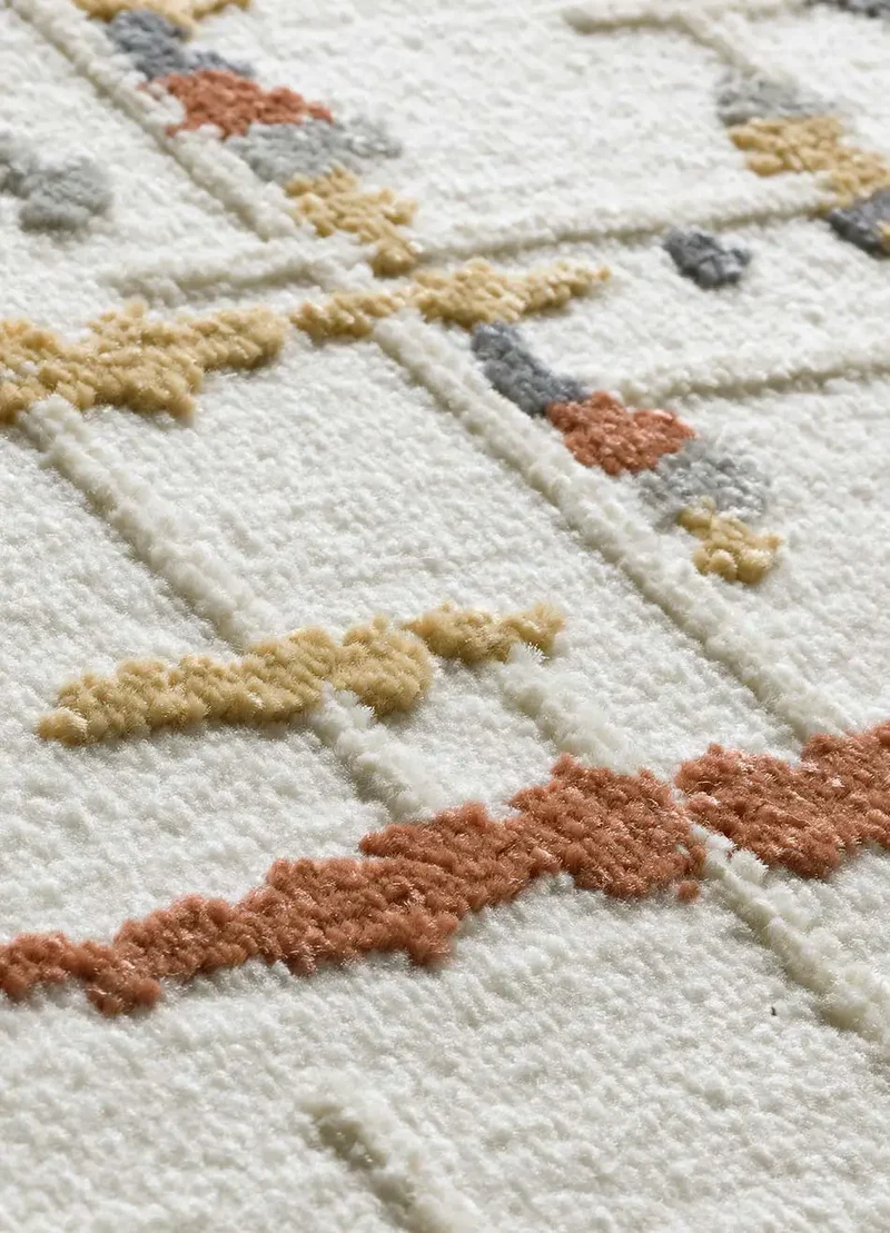 Alfombra geométrica con relieve Amara 12992 Multicolor