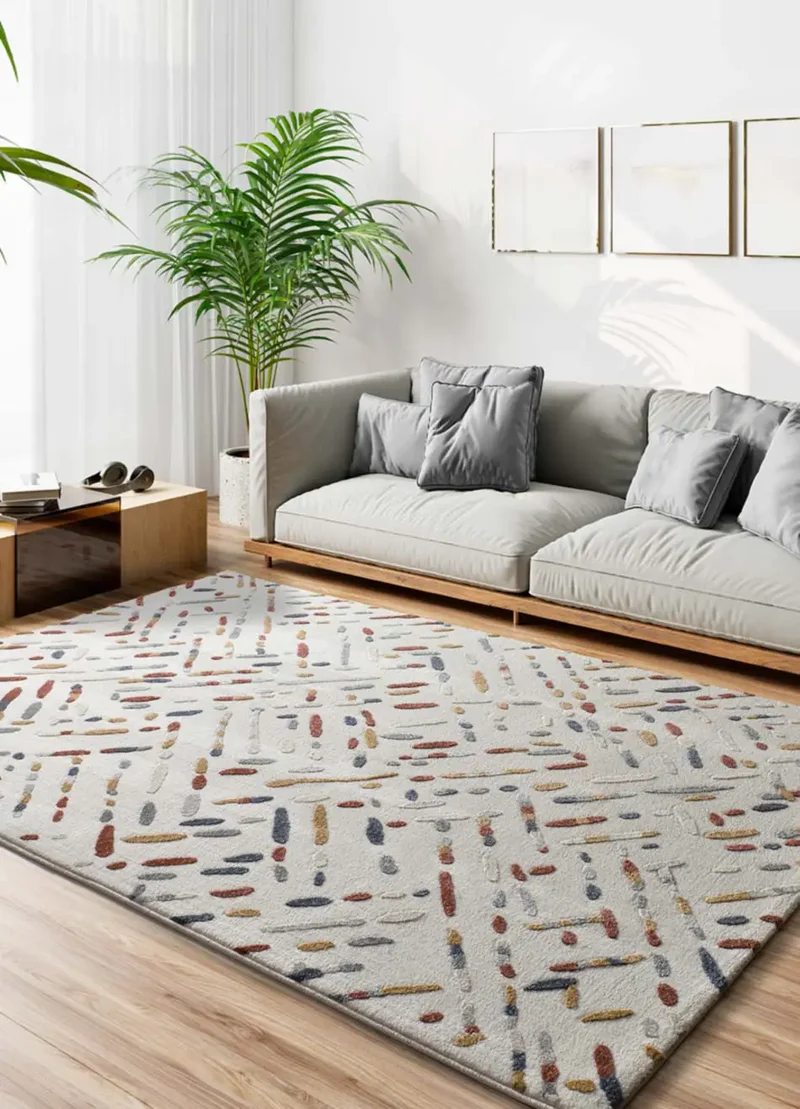 Alfombra geométrica con relieve Amara 12991 Multicolor