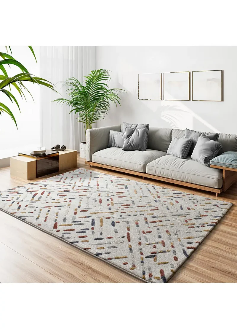 Alfombra geométrica con relieve Amara 12991 Multicolor