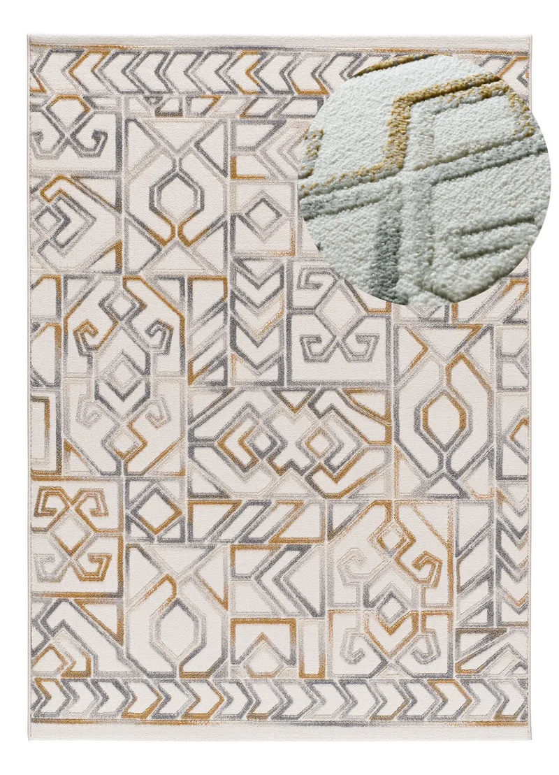 Alfombra étnica con relieve Amara 12989 Plata