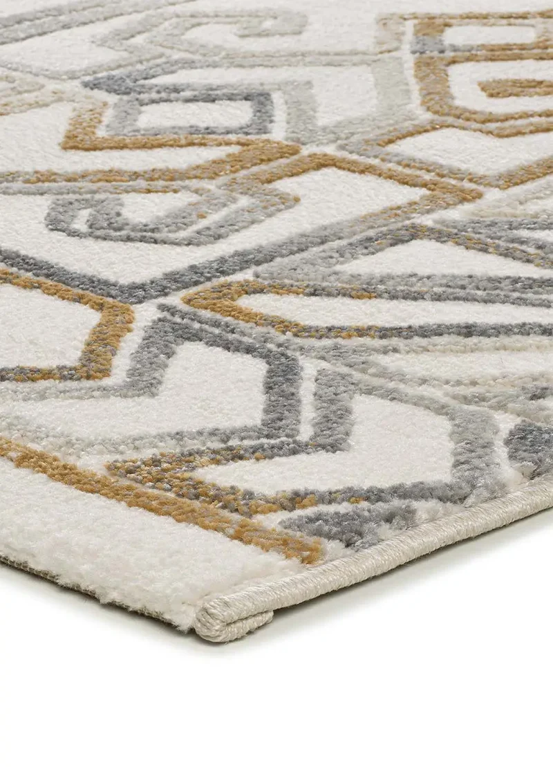 Alfombra étnica con relieve Amara 12989 Plata