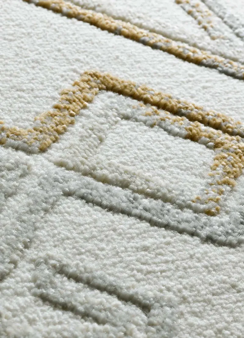 Alfombra étnica con relieve Amara 12989 Plata