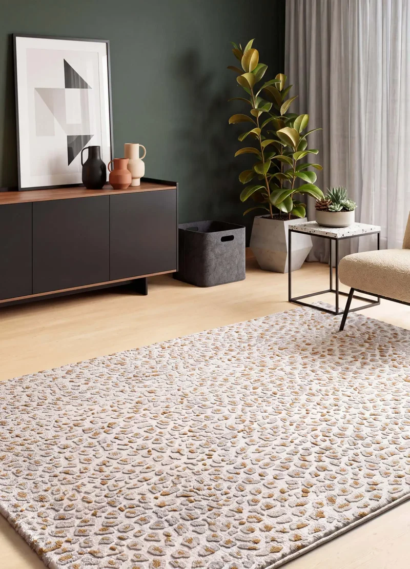 Alfombra diseño leopardo con relieve Amara 13001 Plata