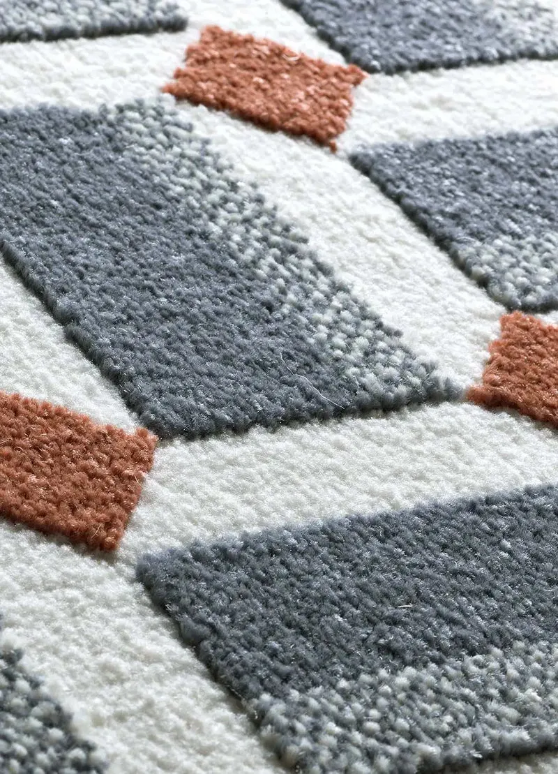 Alfombra geométrica con relieve Amara 13000 Azul