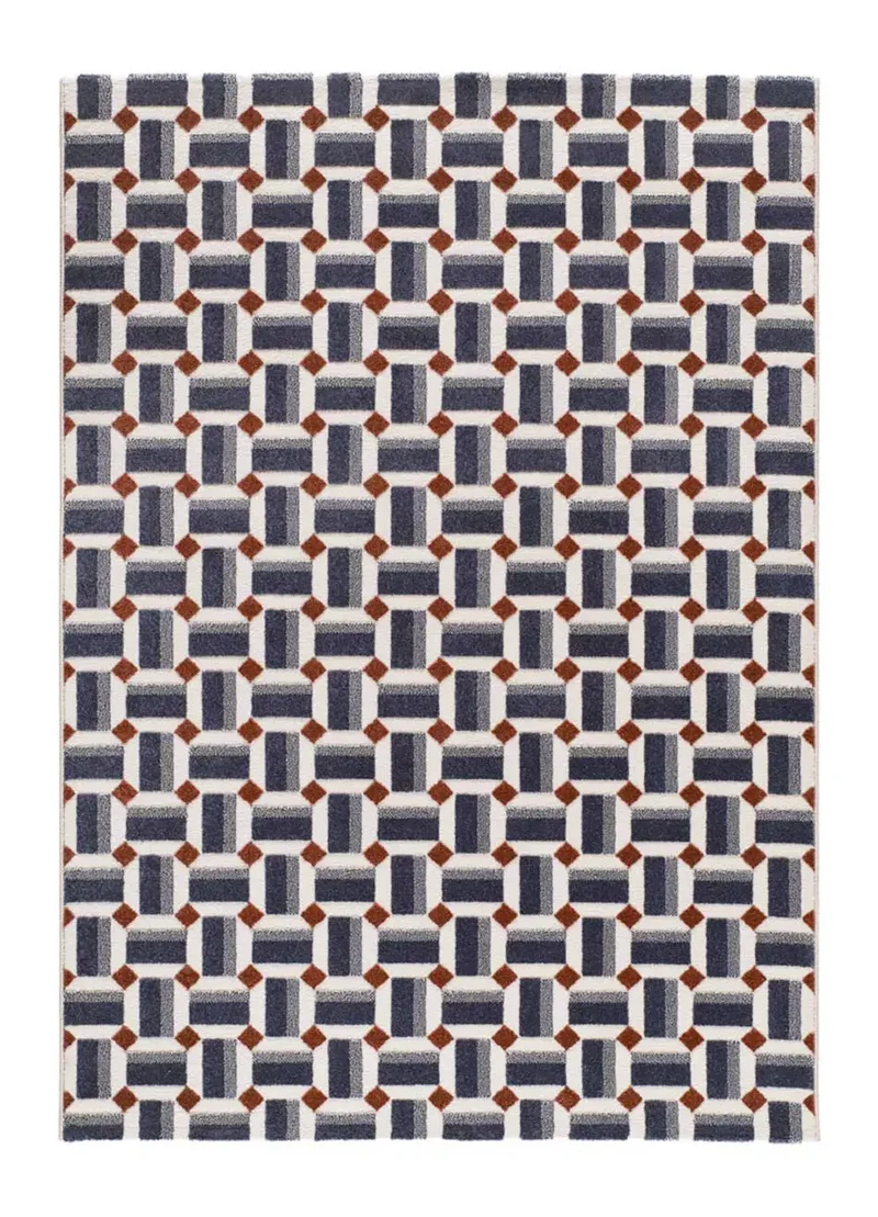 Alfombra geométrica con relieve Amara 13000 Azul