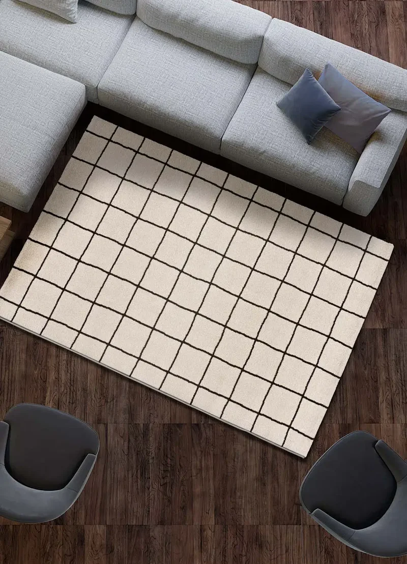 Alfombra geométrica blanco y negro Touza 12880