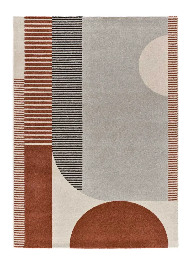 Alfombra geométrica caldera y beige Gaia 12899
