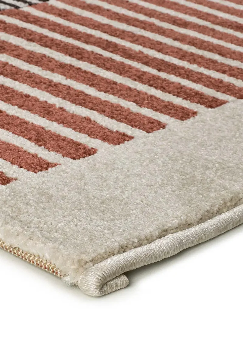 Alfombra geométrica caldera y beige Gaia 12899