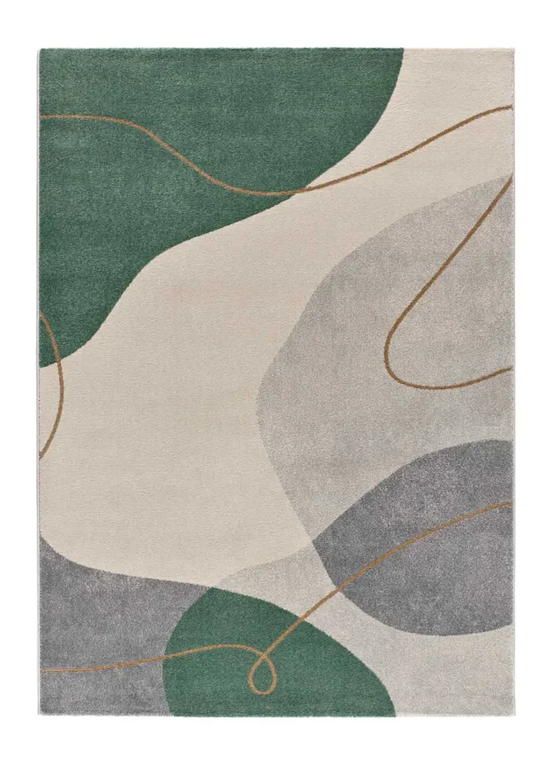Alfombra abstracta verde y beige Edesa 12900