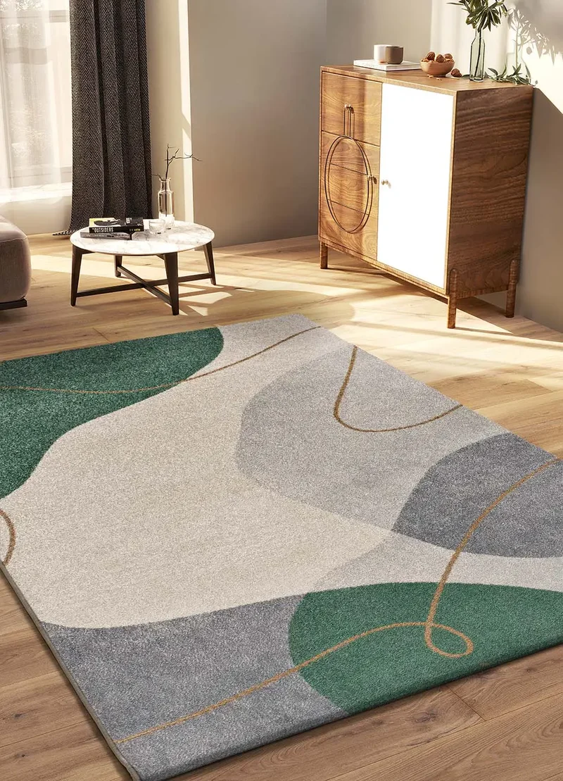 Alfombra abstracta verde y beige Edesa 12900