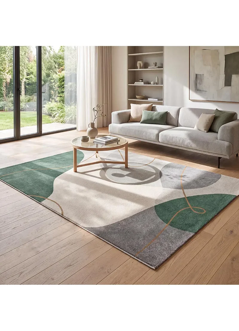 Alfombra abstracta verde y beige Edesa 12900