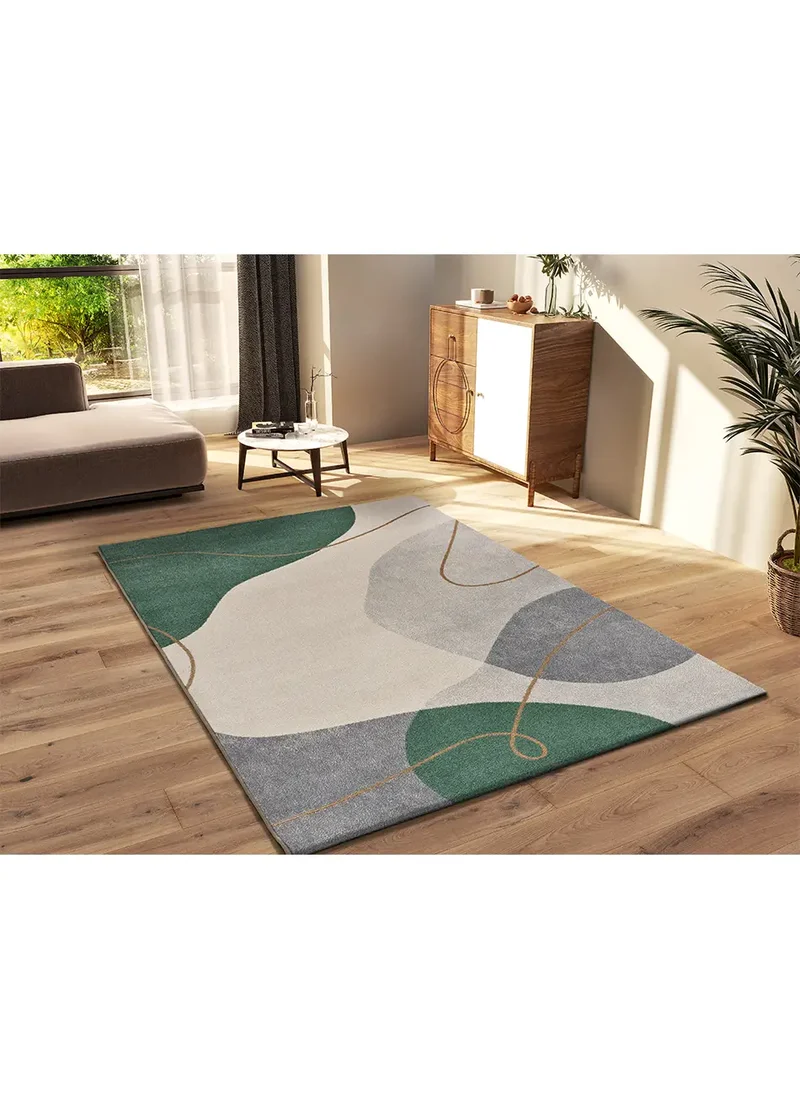 Alfombra abstracta verde y beige Edesa 12900