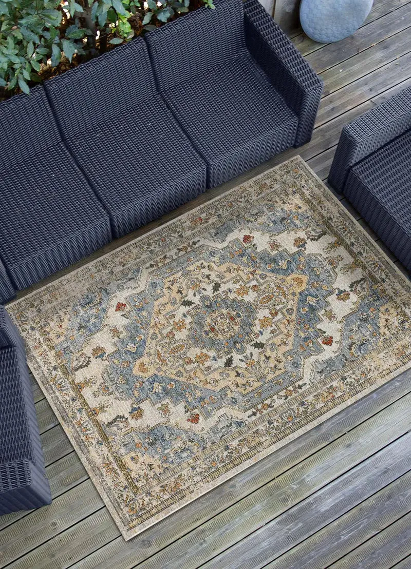 Alfombra vintage de exterior Luna 54552 Azul