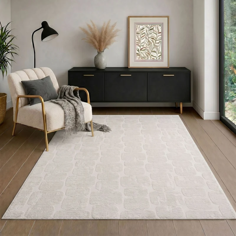 Teppich Modern Wohnzimmer Schlafzimmer Rechteck 3D Effekt Hoch&Tief Pflegeleicht