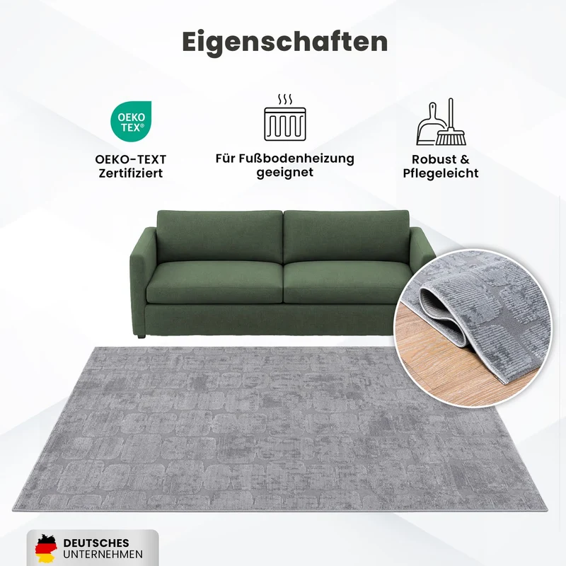 Teppich Modern Wohnzimmer Schlafzimmer Rechteck 3D Effekt Hoch&Tief Pflegeleicht