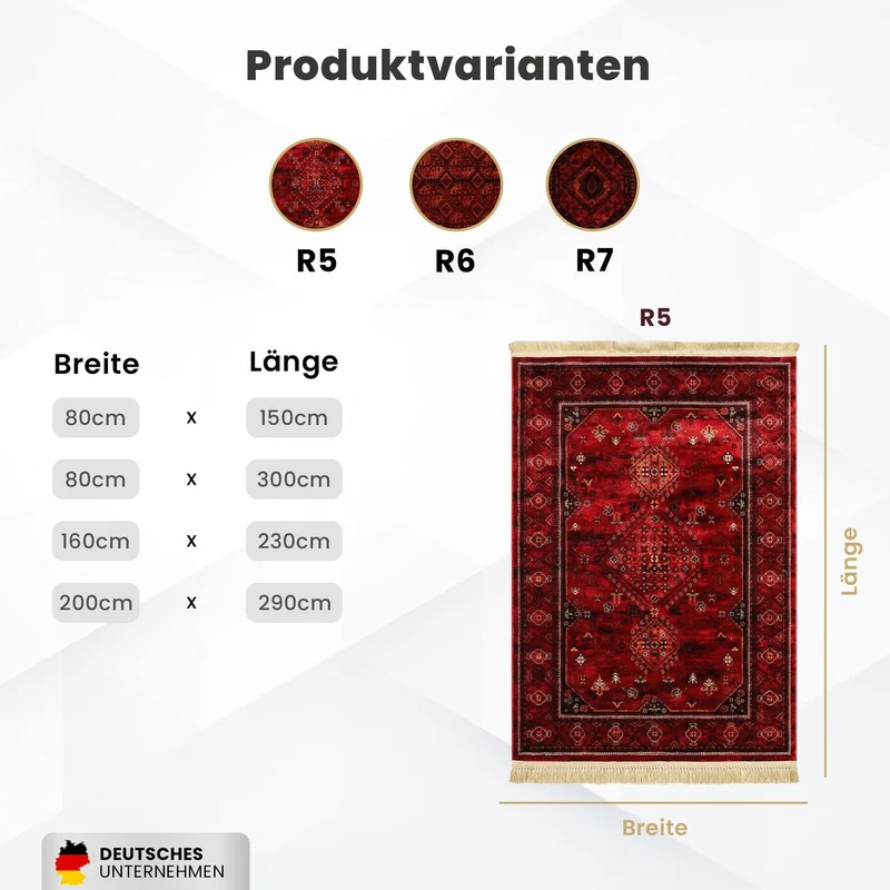 Teppich ROYAL Dunkelrot im Vintage-Orient Stil“– Hochwertig & Pflegeleicht