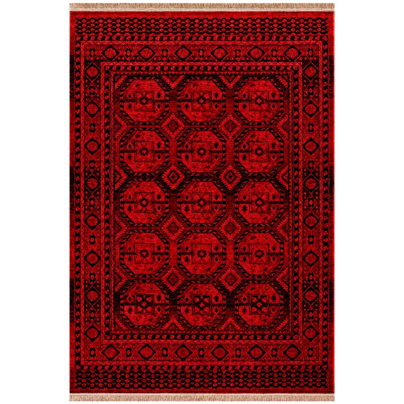 Teppich ROYAL Dunkelrot im Vintage-Orient Stil“– Hochwertig & Pflegeleicht