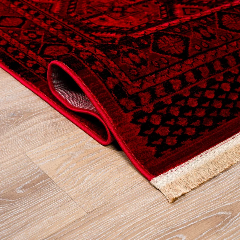 Teppich ROYAL Dunkelrot im Vintage-Orient Stil“– Hochwertig & Pflegeleicht