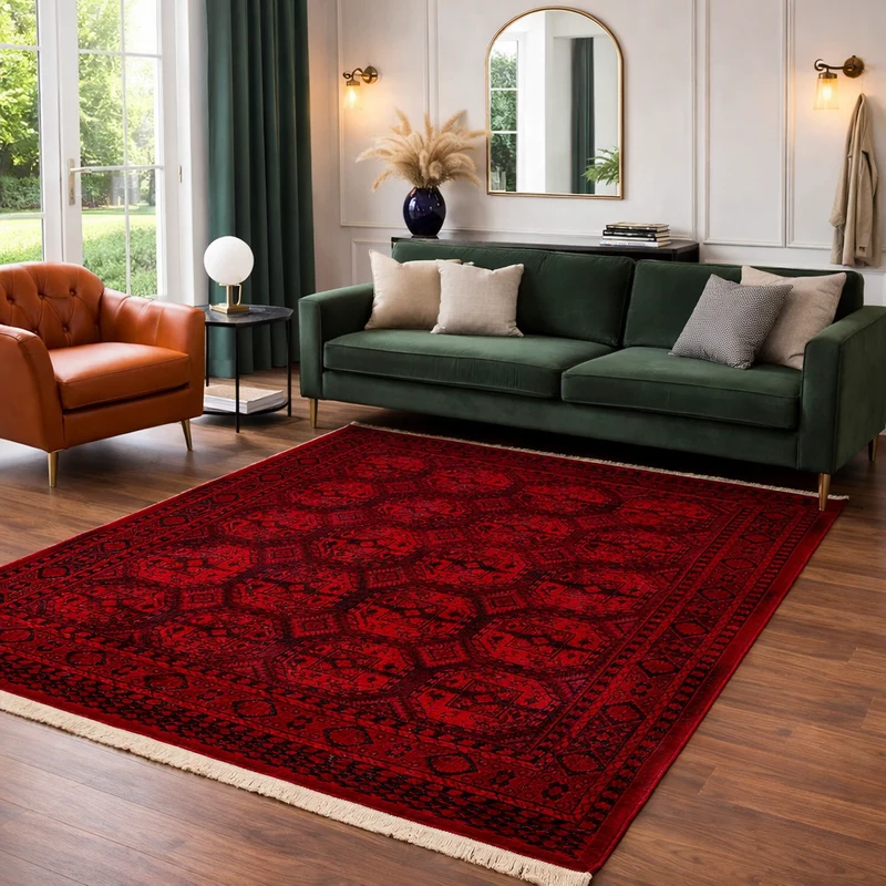Teppich ROYAL Dunkelrot im Vintage-Orient Stil“– Hochwertig & Pflegeleicht