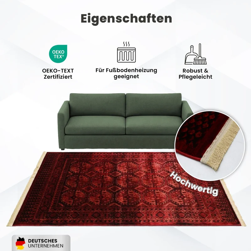 Teppich ROYAL Dunkelrot im Vintage-Orient Stil“– Hochwertig & Pflegeleicht