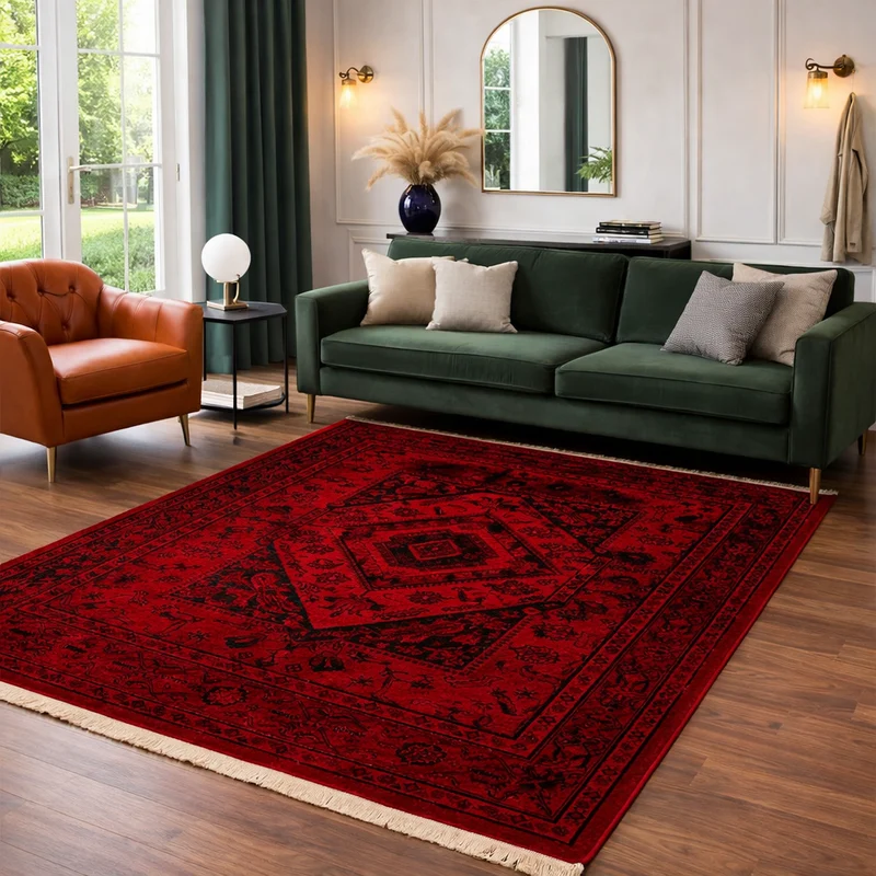 Teppich ROYAL Dunkelrot im Vintage-Orient Stil“– Hochwertig & Pflegeleicht