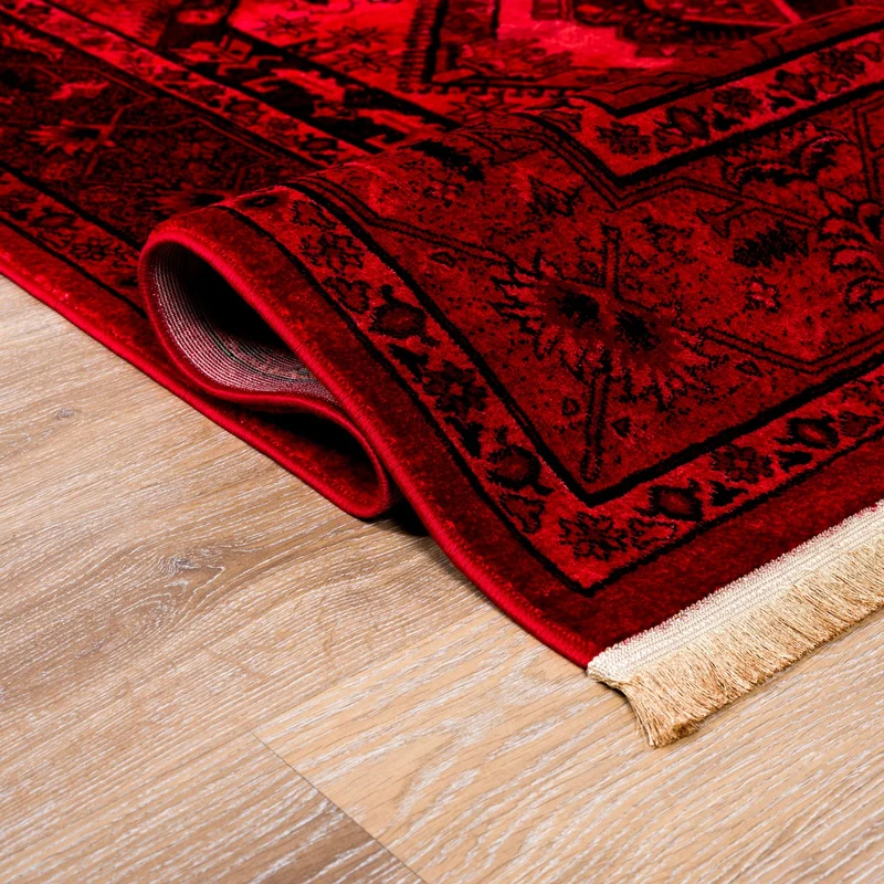 Teppich ROYAL Dunkelrot im Vintage-Orient Stil“– Hochwertig & Pflegeleicht