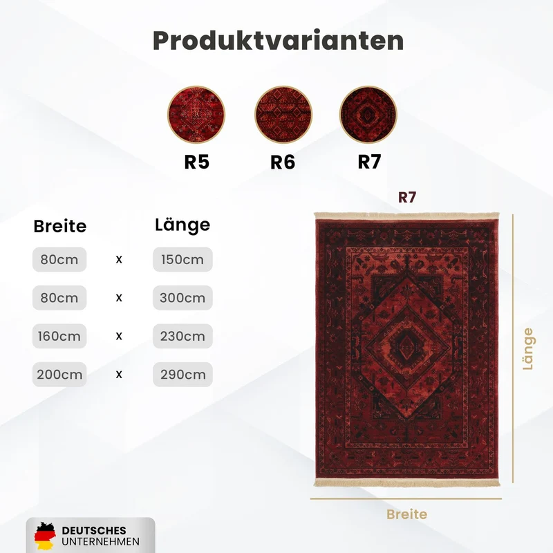 Teppich ROYAL Dunkelrot im Vintage-Orient Stil“– Hochwertig & Pflegeleicht