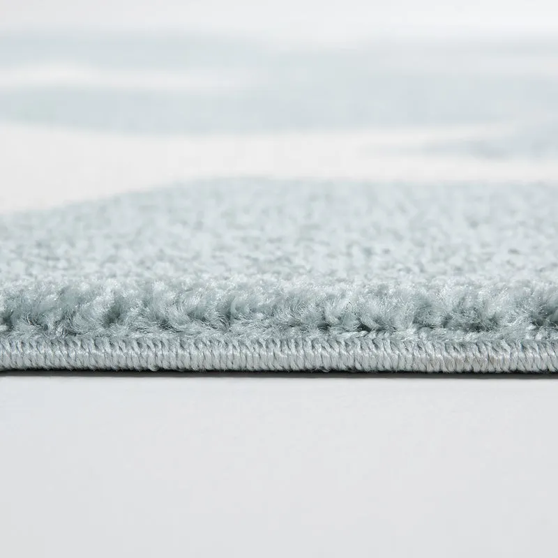 Teppich Sterne Hellblau Weiß Creme Kurzflor Kinderzimmer Jugendzimmer