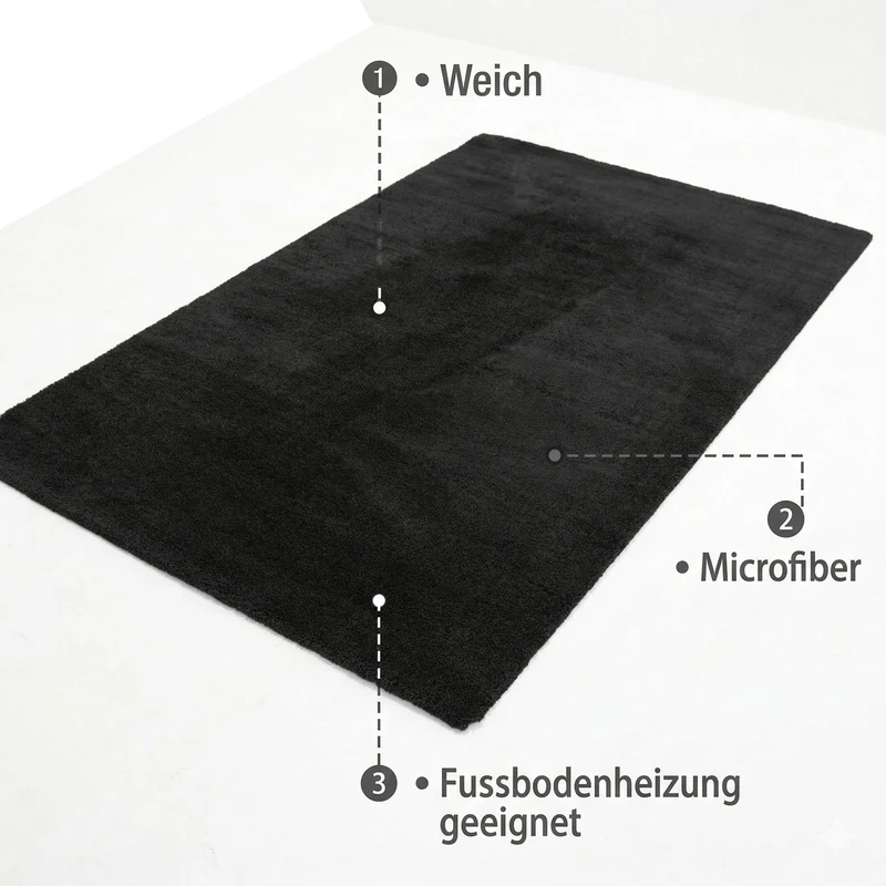 Teppich Mikrofaser Ultra Weich – Flauschiger Teppich für Wohnzimmer & Schlafzimmer Pflegeleicht