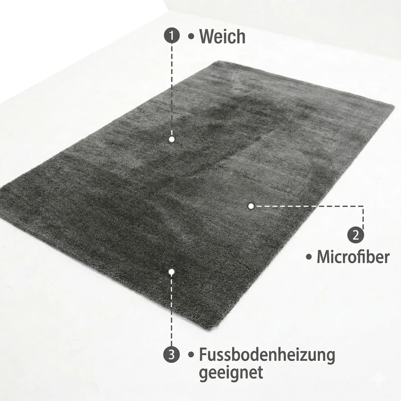 Teppich Mikrofaser Ultra Weich – Flauschiger Teppich für Wohnzimmer & Schlafzimmer Pflegeleicht