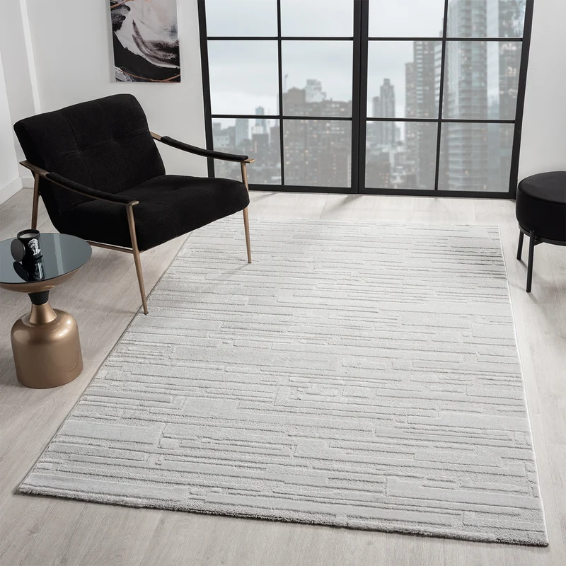 Teppich Wohnzimmer Schlafzimmer kurzflor Steinoptik Qualitativ Elegant 3D effekt