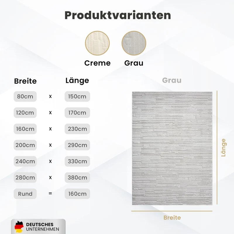 Teppich Wohnzimmer Schlafzimmer kurzflor Steinoptik Qualitativ Elegant 3D effekt