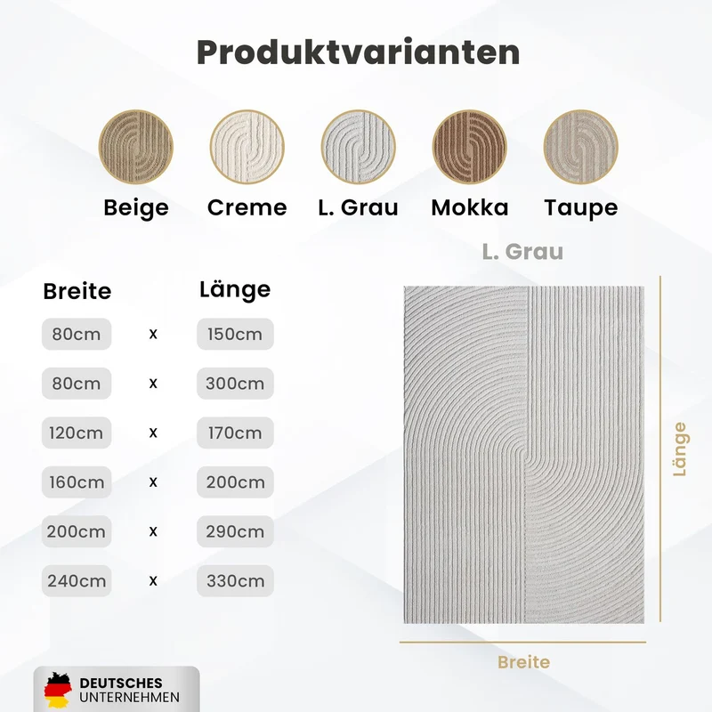 Kurzflor-Teppich Boho modern – Dünner Wohnzimmer- & Schlafzimmerteppich mit 3D Hoch-Tief-Effekt, pflegeleicht
