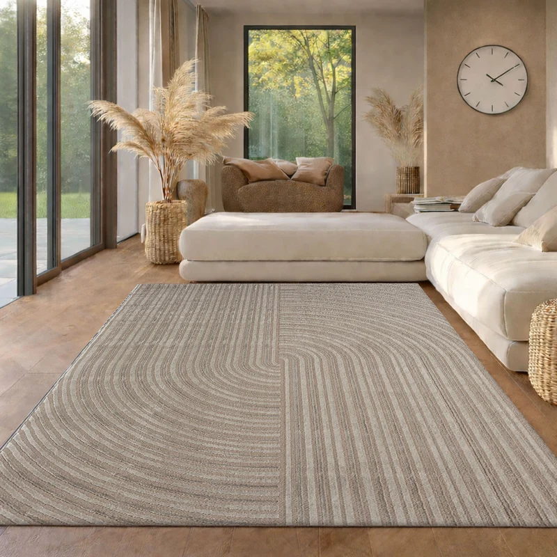 Kurzflor-Teppich Boho modern – Dünner Wohnzimmer- & Schlafzimmerteppich mit 3D Hoch-Tief-Effekt, pflegeleicht