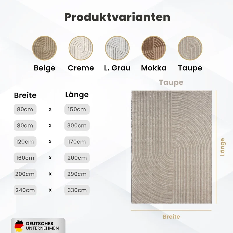 Kurzflor-Teppich Boho modern – Dünner Wohnzimmer- & Schlafzimmerteppich mit 3D Hoch-Tief-Effekt, pflegeleicht