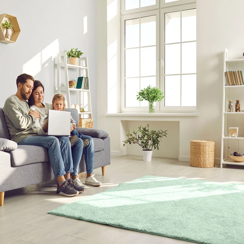 Teppich Wohnzimmer Kurzflor Einfarbig für Schlafzimmer kinderzimmer weicher pflegeleichter, versch.- Größen, Farben