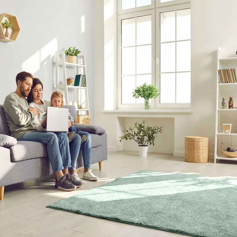 Teppich Wohnzimmer Kurzflor Einfarbig für Schlafzimmer kinderzimmer weicher pflegeleichter, versch.- Größen, Farben