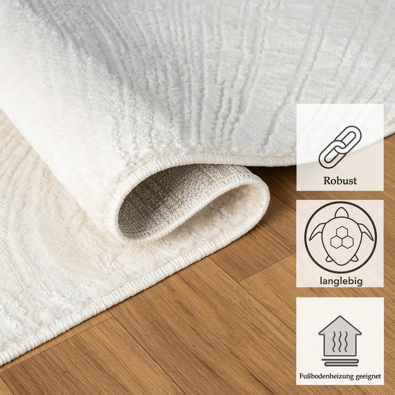 Kurzflor Teppich Boho 3D Hoch-Tief-Effekt – Teppich Wohnzimmer & Schlafzimmer