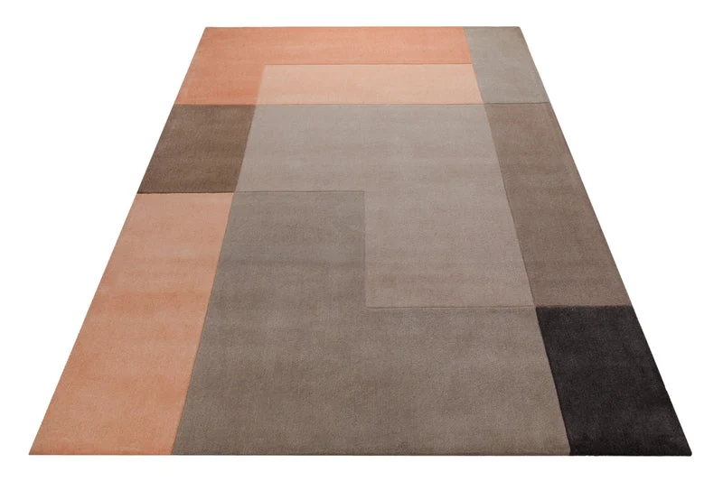 Terracotta trifft Stein - Colourblock-Handtuft 160 x 230 cm