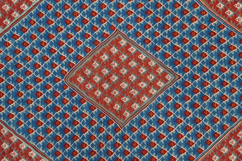 Kelim Senneh · Handgewebt – Blau, 208x154 cm